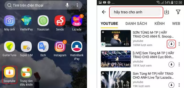 Cách tải video YouTube về điện thoại bằng ứng dụng SnapTube: Bước 2