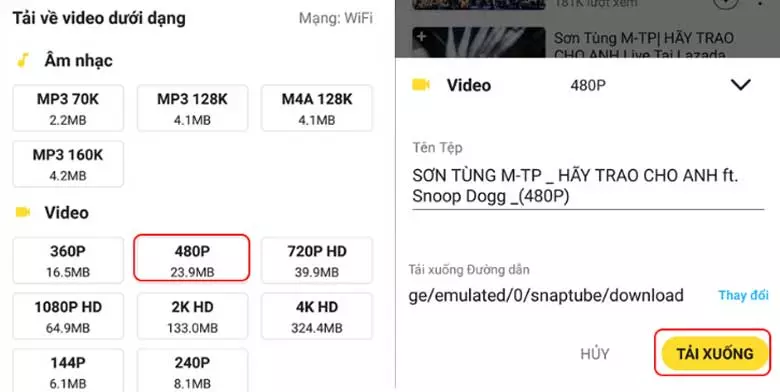 Cách tải video YouTube về điện thoại bằng ứng dụng SnapTube: Bước 4
