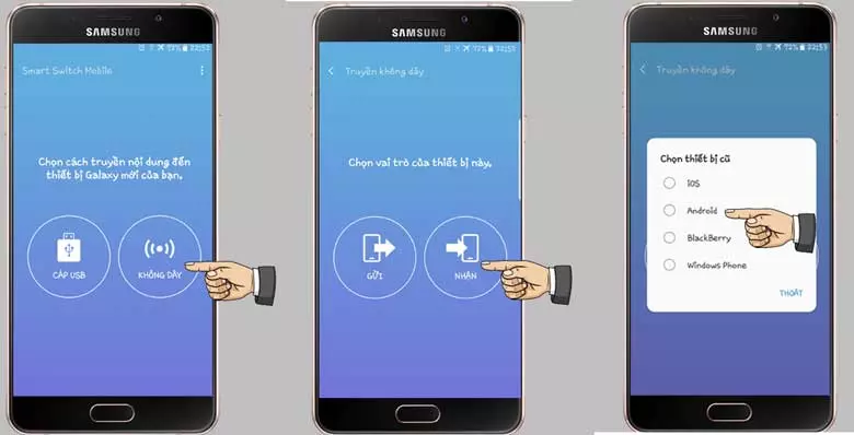 Chuyển dữ liệu giữa 2 điện thoại Samsung: Bước 3