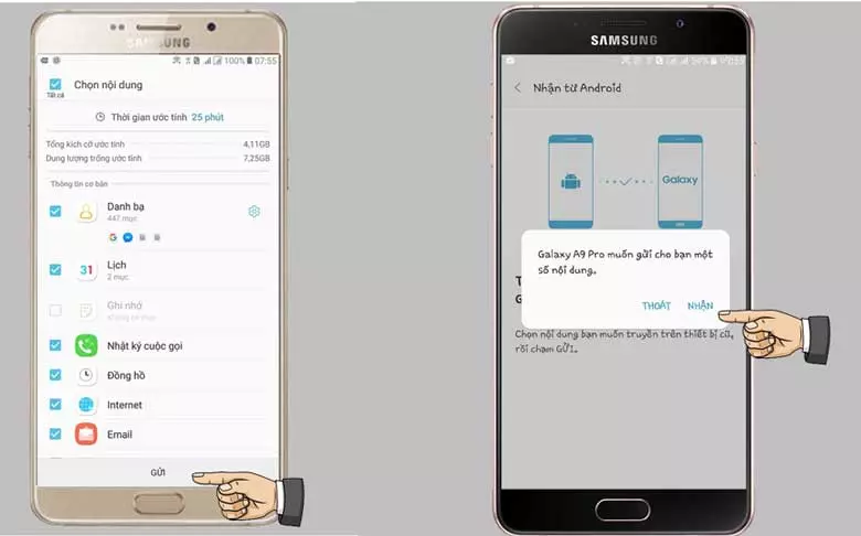 Chuyển dữ liệu giữa 2 điện thoại Samsung: Bước 4